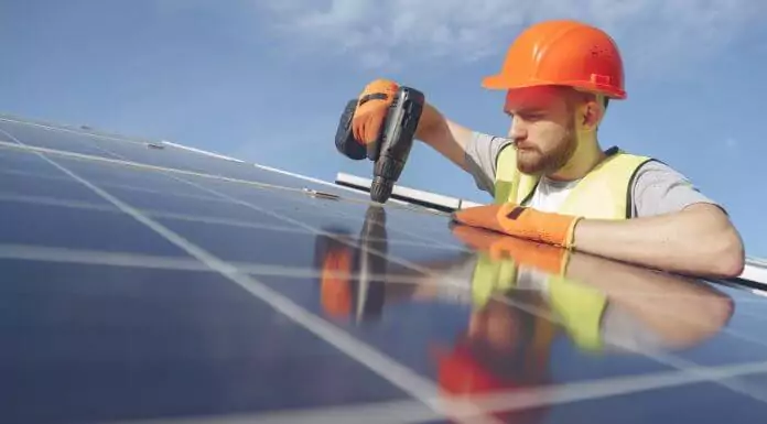 Solar Power Plant Construction Worker