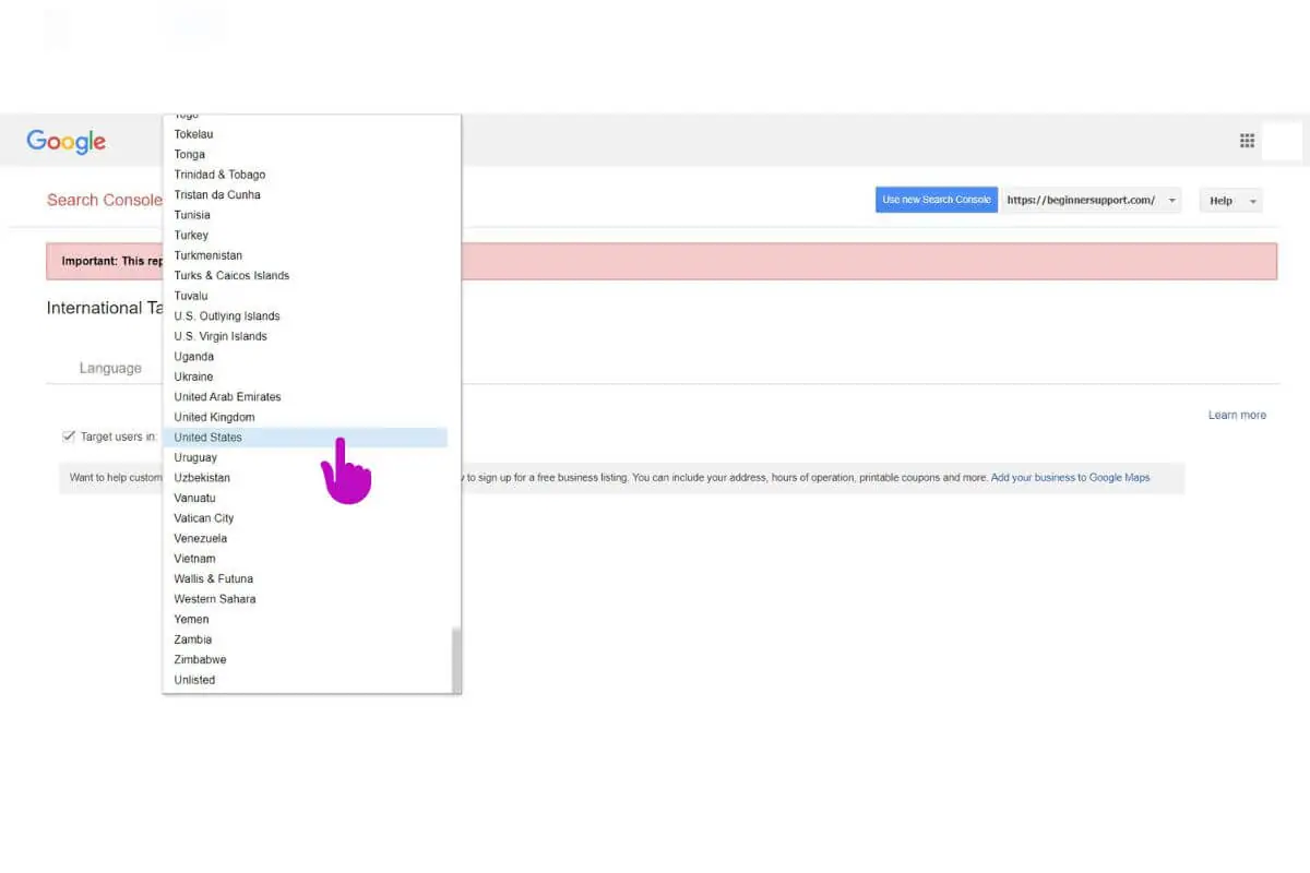 International Targeting in Google Search Console